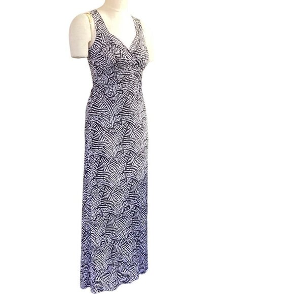 Soma Empire Waist V-Neck Maxi Dress XS Black and White 150C - Picture 2 of 6